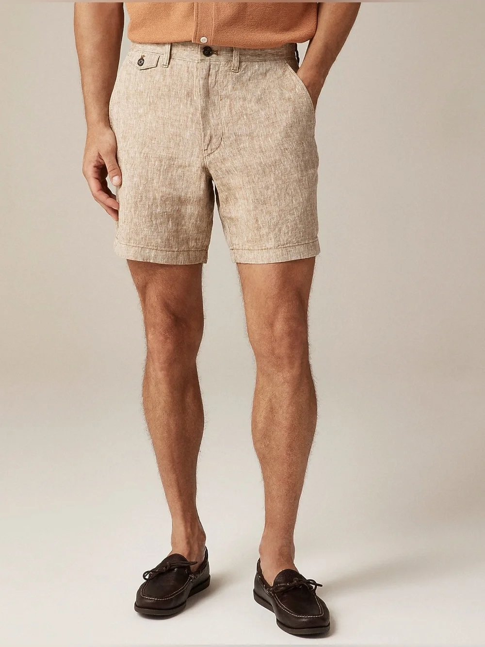 J.Crew 7” Linen Shorts Natural Light Tan Men’s Size 35